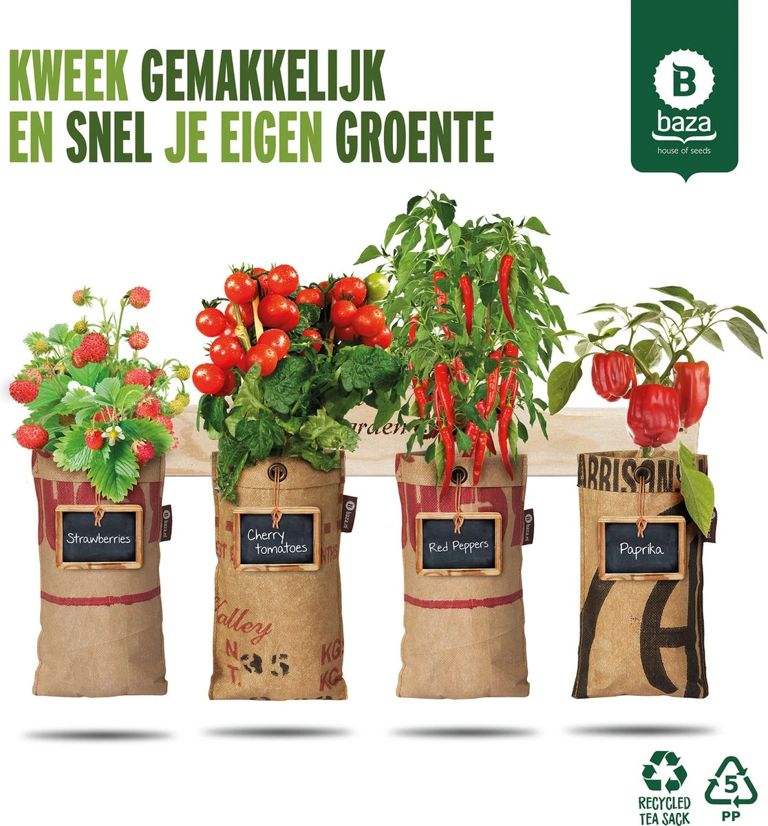 4x Hangtuintjes Moestuin Kweekset Groenten Nu Met Gratis FSC Houten Hangrekje!! 1 4x Hangtuintjes Moestuin Kweekset Groenten Nu Met Gratis FSC Houten Hangrekje!!