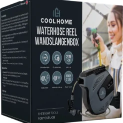 CoolHome - Wandslangenbox 20 Meter + 2 Meter - Tuinslang Met Haspel- Slangenhouder 180° Draaibaar - Tuinslanghaspel Zwart - Grijs -Exporteren Buiten Groen Winkel 1146x1200 2