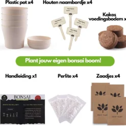 Bonsai Starters Kit - Bonsai Boompje - 5 Delige Set - 4 Soorten Zaden - Incl. E-book & Schaartje -Exporteren Buiten Groen Winkel 1200x1135