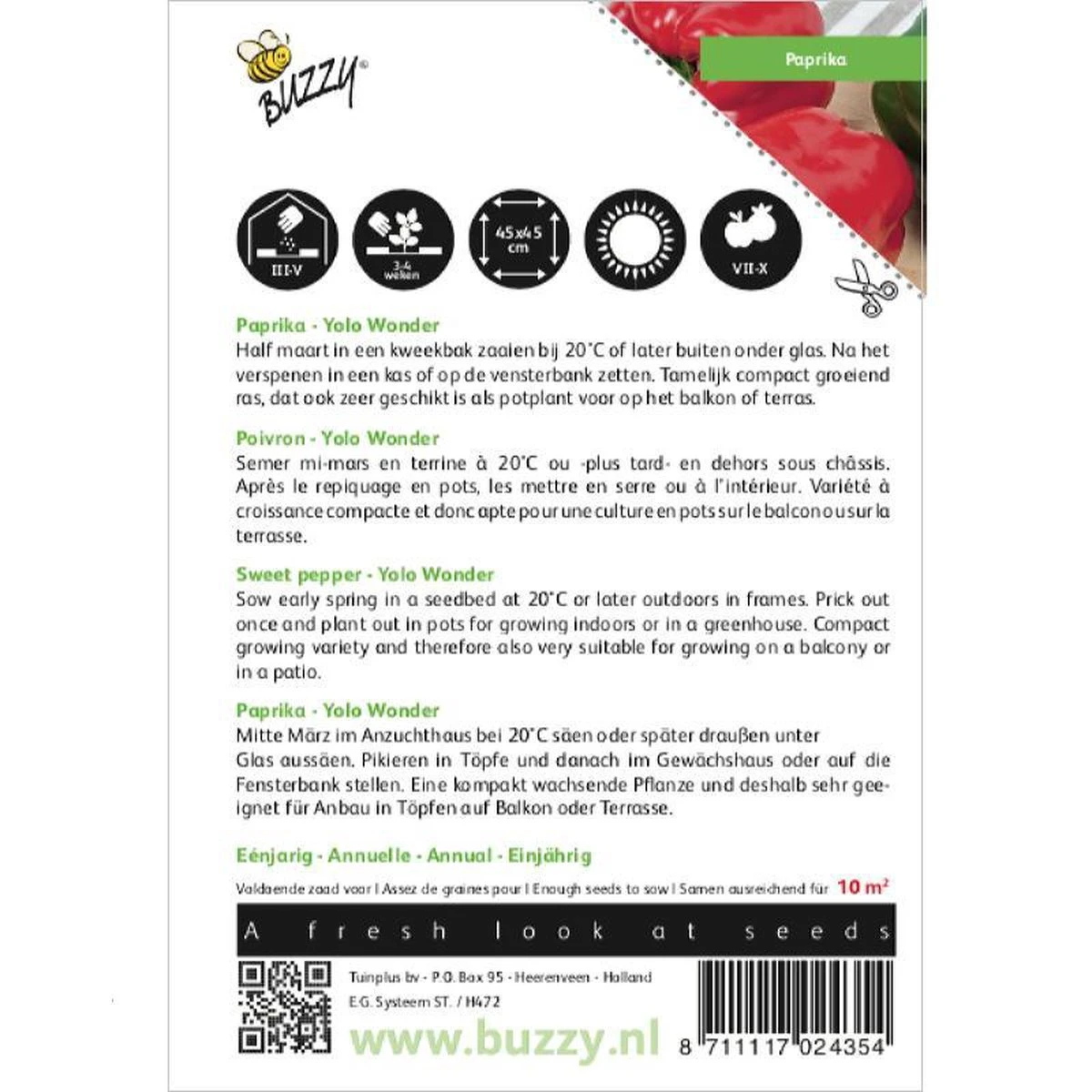 Buzzy Zaden Paprika Yolo Wonder 3 Buzzy Zaden Paprika Yolo Wonder - Afbeelding 3