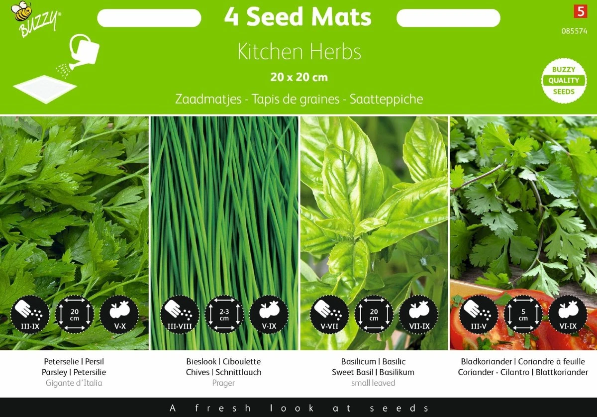 Buzzy® Zaadmatjes Kruiden 4 Matjes 1 Buzzy® Zaadmatjes Kruiden 4 Matjes