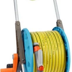 Slangenwagen Met 50 Meter Tuinslang | Eagle Garden | Incl. Spuitkopstuk En Connectors | Geel