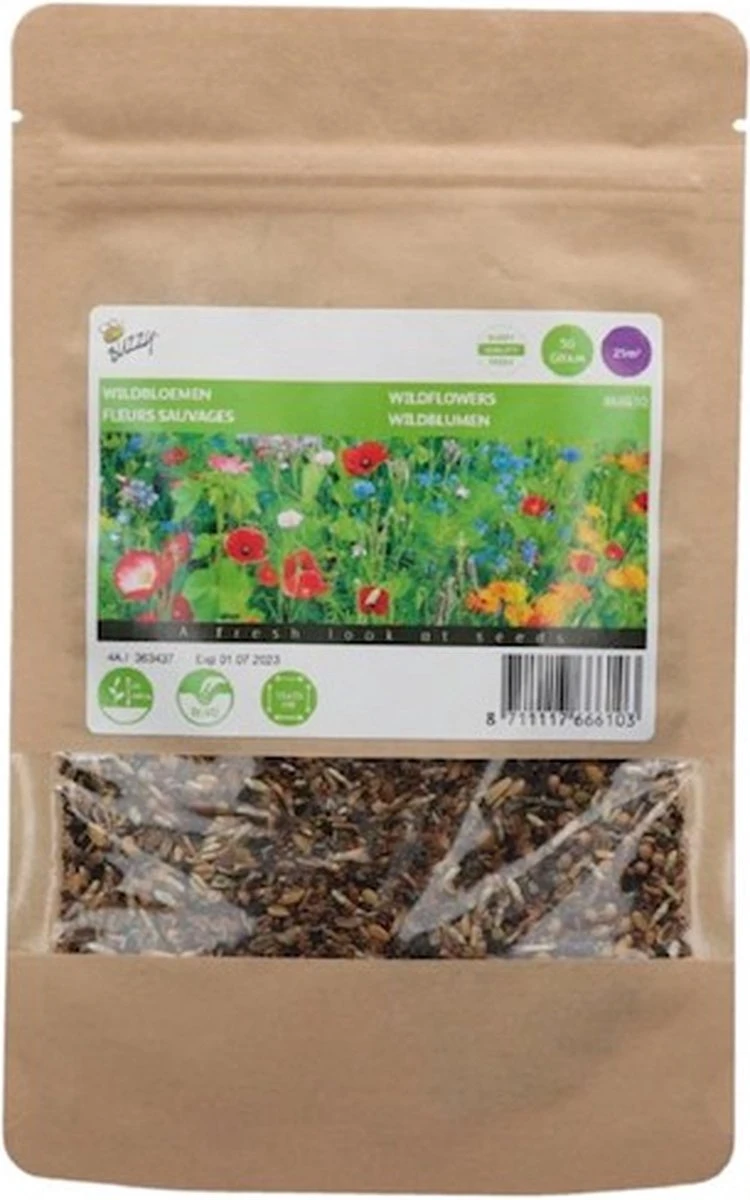 Buzzy Gemengde Wilde Bloemen Zaden Voor Zeker 25m2 - Gemengde Bloemen - Cadeau - Kerstcadeau - Garden Select 2 Buzzy Gemengde Wilde Bloemen Zaden Voor Zeker 25m2 - Gemengde Bloemen - Cadeau - Kerstcadeau - Garden Select - Afbeelding 2