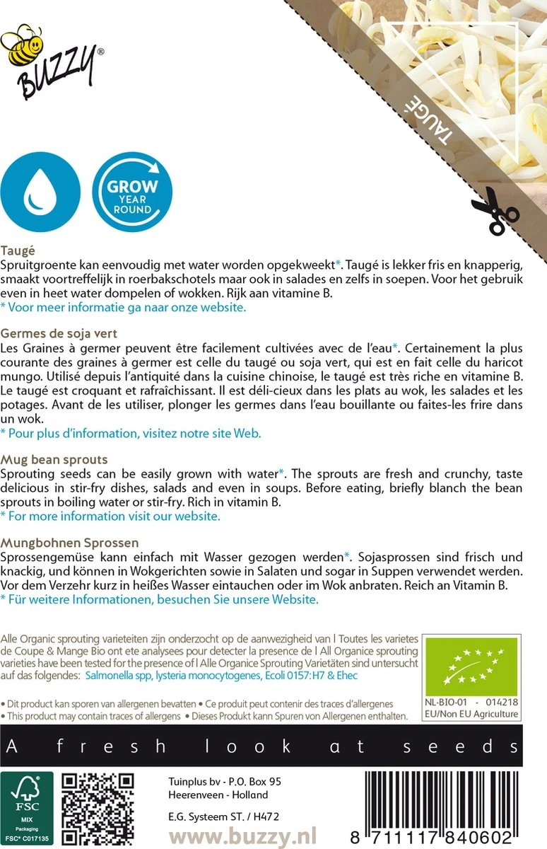 Buzzy® Organic Sprouting Taugé (BIO) 1 Buzzy® Organic Sprouting Taugé (BIO)