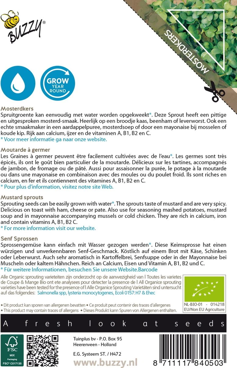 Buzzy® Organic SproutingMosterdkers (BIO) 1 Buzzy® Organic SproutingMosterdkers (BIO)