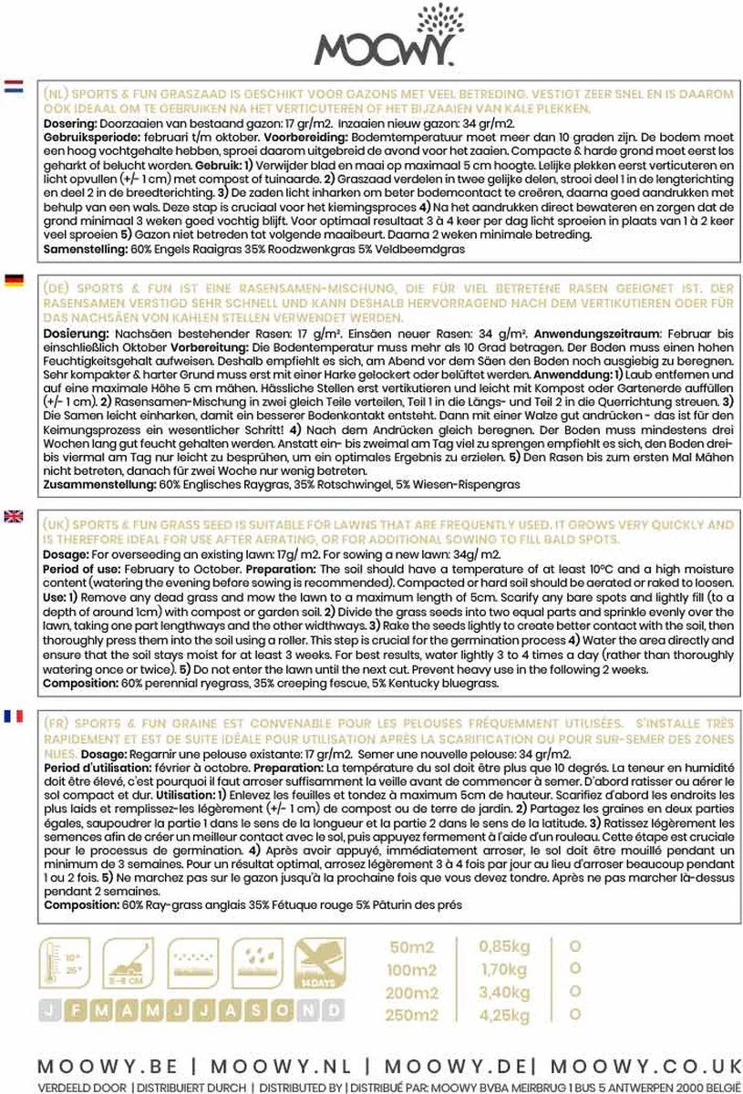 Speel En Sport Graszaad Voor 50m² Gras | Bestendig Tegen Intensief Gebruik | Gazon Voor Sporten & Spelen 8 Speel En Sport Graszaad Voor 50m² Gras | Bestendig Tegen Intensief Gebruik | Gazon Voor Sporten & Spelen - Afbeelding 8