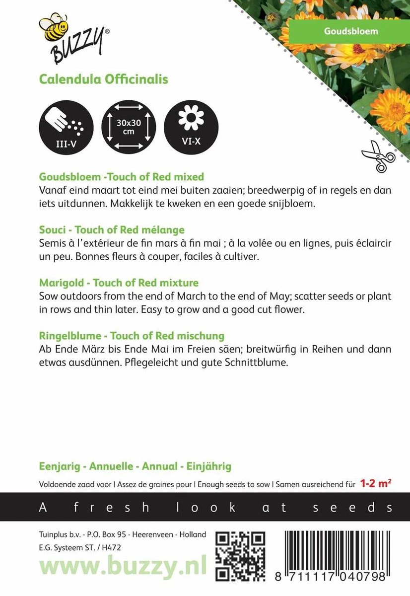 Buzzy® - Goudsbloem Touch Of Red Mix (Calendula Officinalis) 2 Buzzy® - Goudsbloem Touch Of Red Mix (Calendula Officinalis) - Afbeelding 2