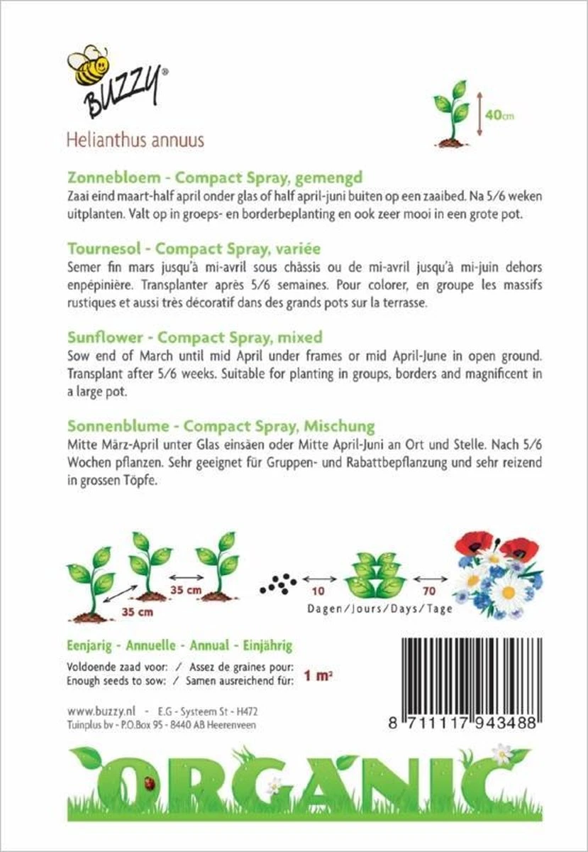 Organic Zonnebloem Compact Spray Mix Laag (BIO) - Inh.: 1 Gram 2 Organic Zonnebloem Compact Spray Mix Laag (BIO) - Inh.: 1 Gram - Afbeelding 2