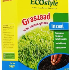 ECOStyle Graszaad-Inzaai Voor Nieuwe Gazons - Dicht Gazon Zonder Mos - Sterke Grasmat - Snelkiemend Graszaad - Speel & Siergazons - 50 M² - 1 KG -Exporteren Buiten Groen Winkel 843x1200 1
