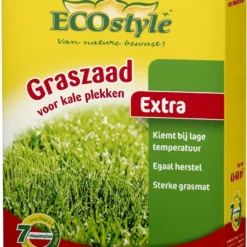 ECOstyle Extra Graszaad Herstel - Inzaaien Van Kale Plekken En Beschadigde Delen - Vogelwerende Coating - Dicht & Sterk Gazon - Kiemt Bij Lage Temperatuur - 4-6 M² - 100 GR -Exporteren Buiten Groen Winkel 886x1200 1